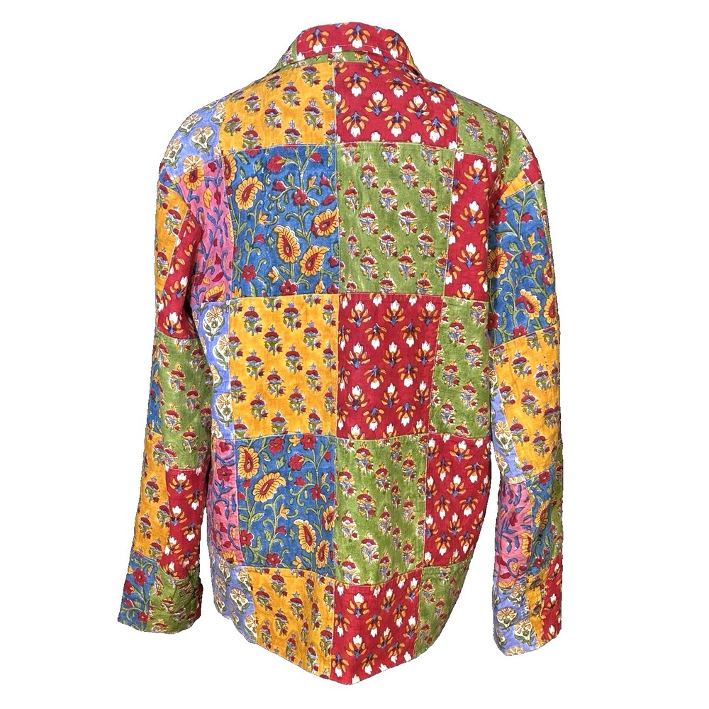 Vintage Boho Mod True Patchwork Lined Pockets Art to Wear Blazer Jacket Colorful - Picture 6 of 10